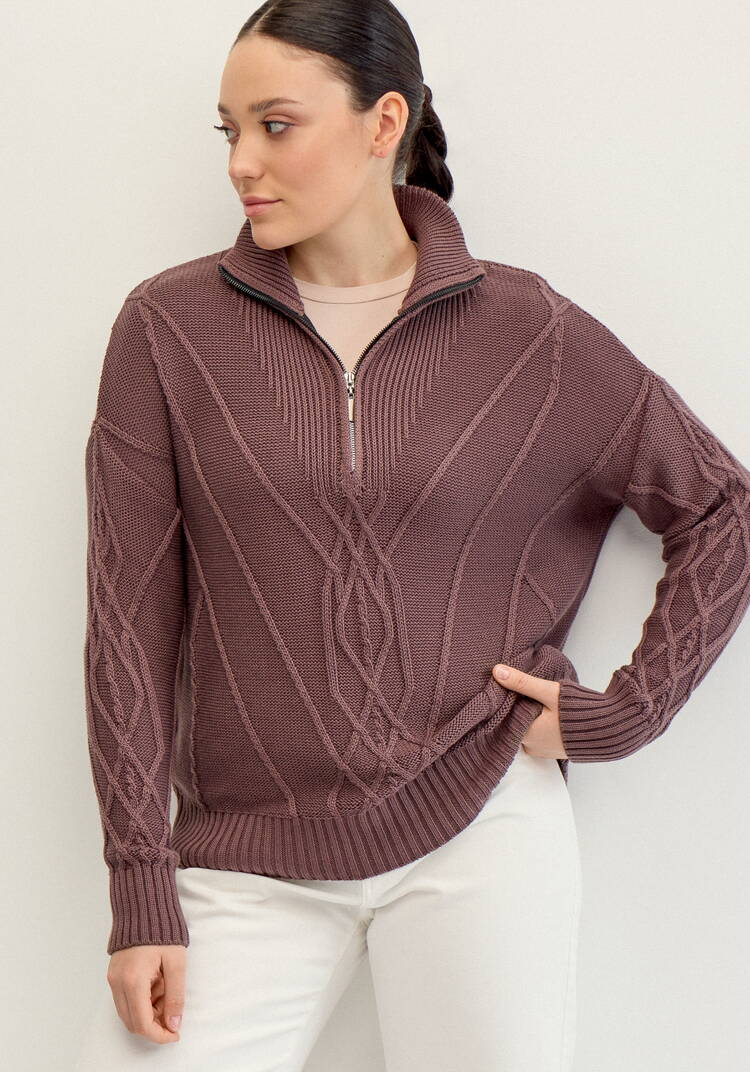 Свитер с фактурным рисунком на молнии шир.  750, рис. 13