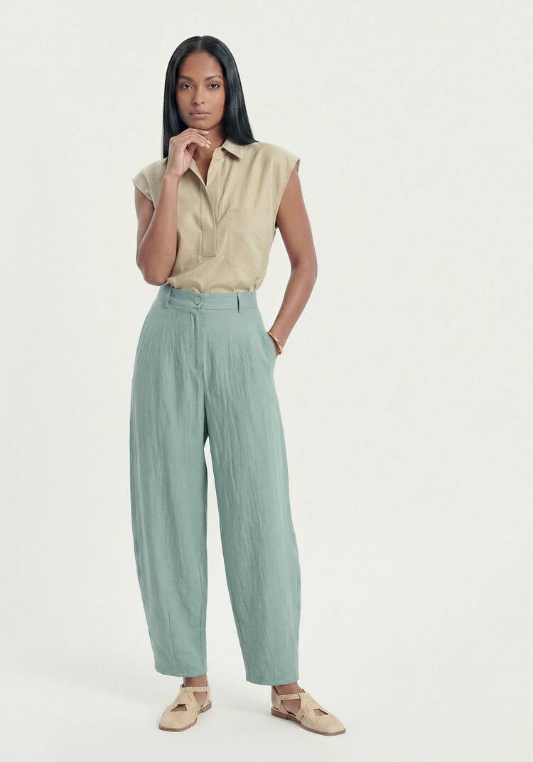 Брюки изо льна с поясом шир.  750, рис. 15