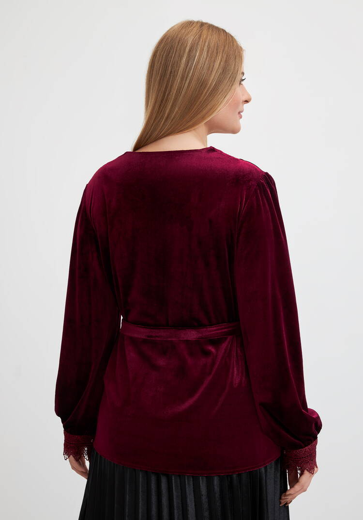 Блуза бархатная со вставками из кружева шир.  750, рис. 15