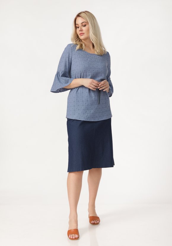 Блуза из шитья с воланом по низу рукава шир.  580, рис. 17