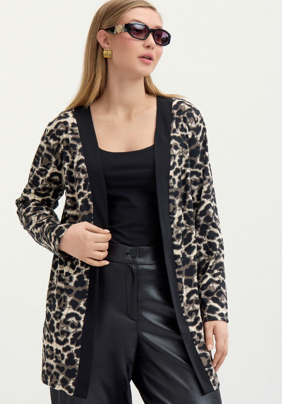 Кардиган с анималистичным пpинтом шир.  580, рис. 1