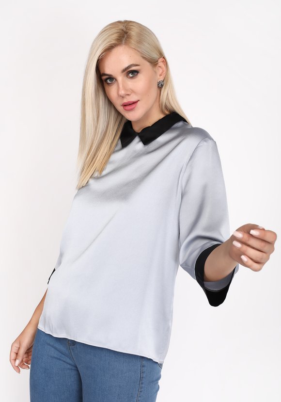 Блуза с контрастным воротничком шир.  580, рис. 2