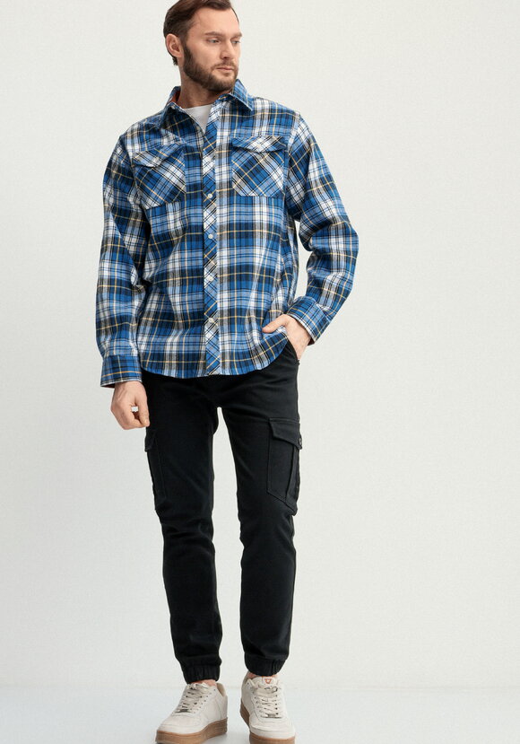 Рубашка в клетку с нагрудными карманами шир.  580, рис. 20