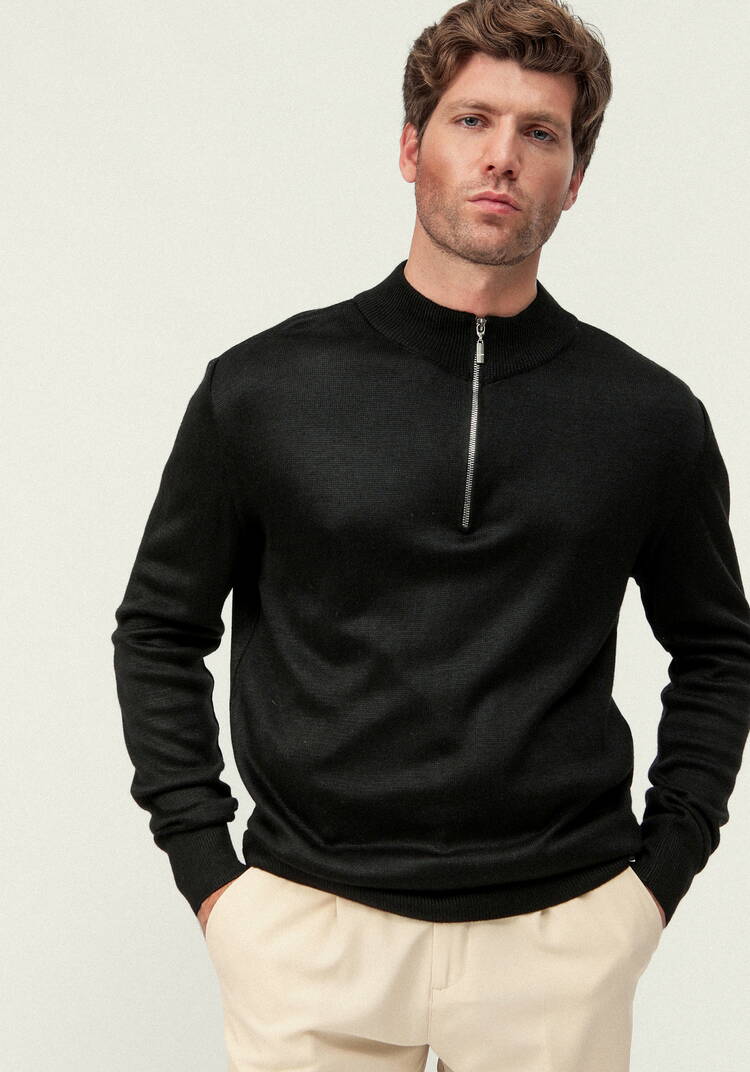 Свитер с воротником стойкой на молнии шир.  750, рис. 9