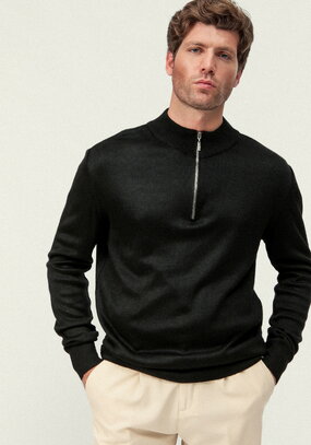 Свитер с воротником стойкой на молнии