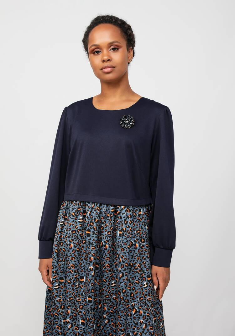 Платье из комбинированной ткани Амелия шир.  750, рис. 3