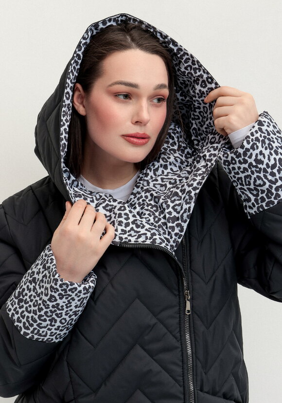 Куртка стеганая с анималистичным принтом шир.  580, рис. 23