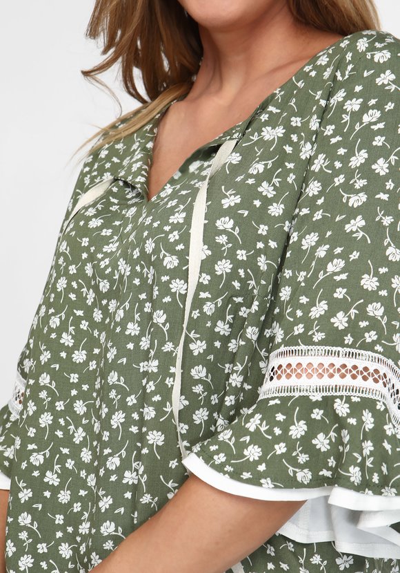 Блуза с двойной рюшей на рукаве шир.  580, рис. 2