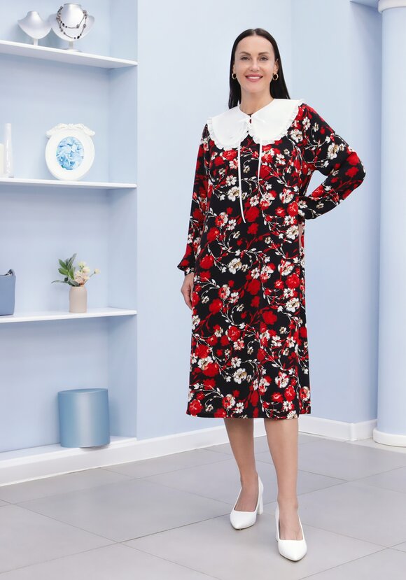 Платье принтованное со съемным воротником шир.  580, рис. 27