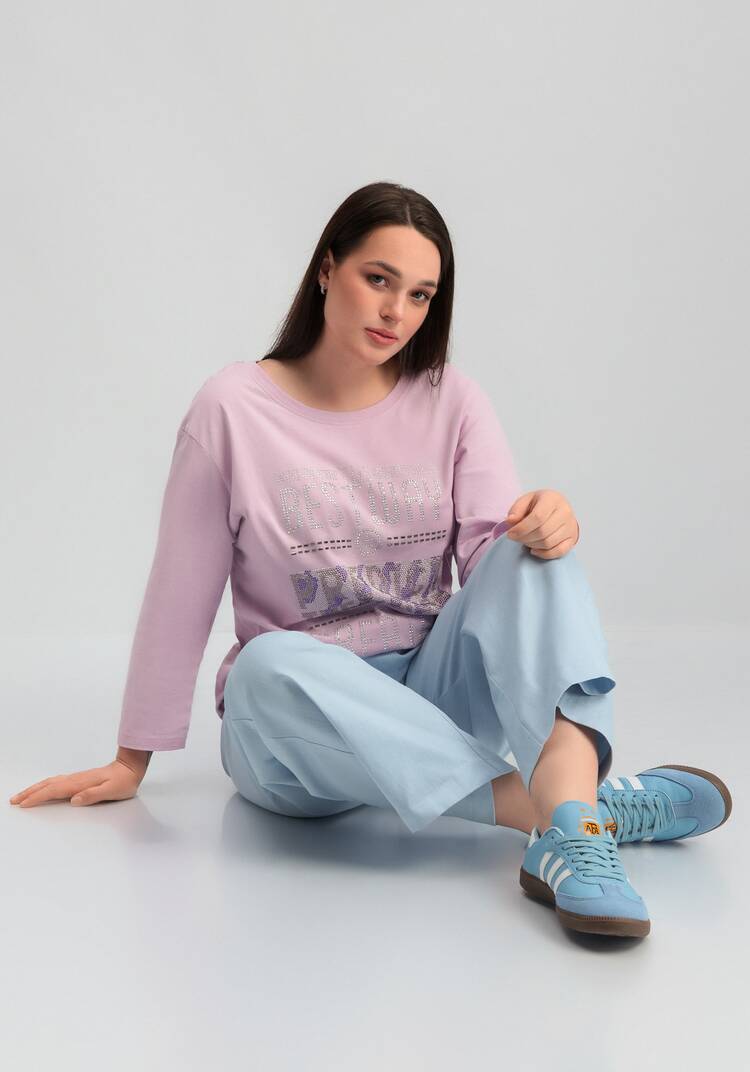 Лонгслив с декором из страз шир.  750, рис. 34