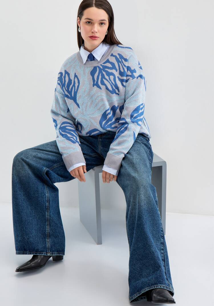 Джемпер с растительным принтом и манжетами шир.  750, рис. 13