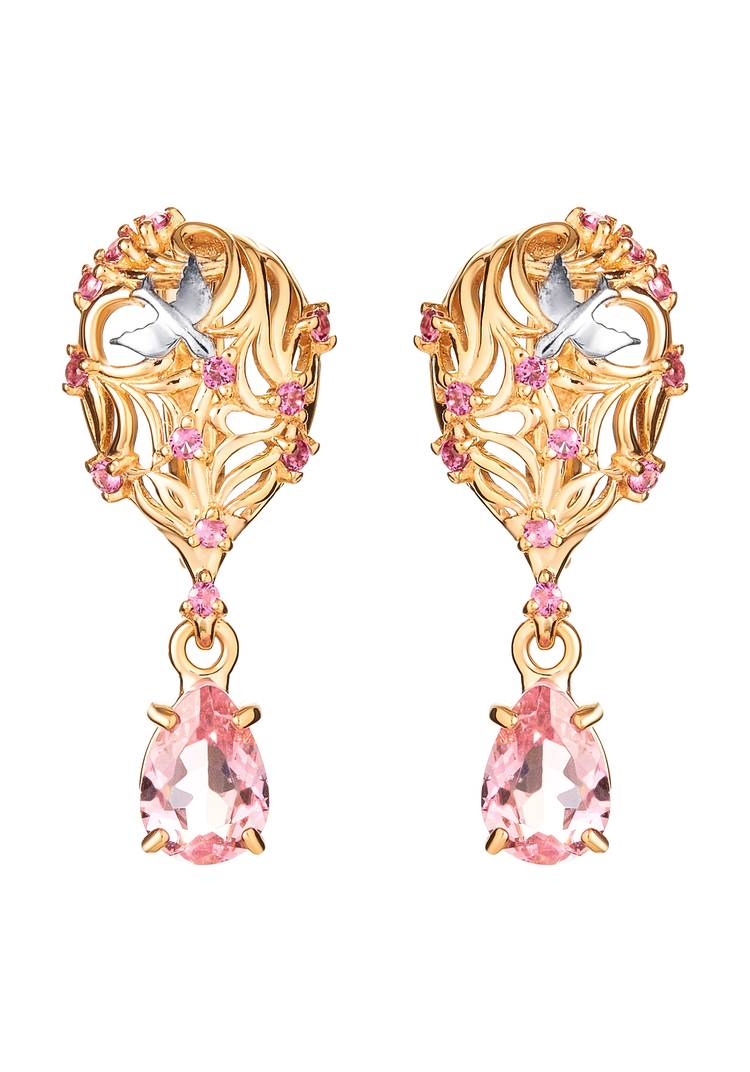 Серьги серебряные Птица счастья шир.  750, рис. 1