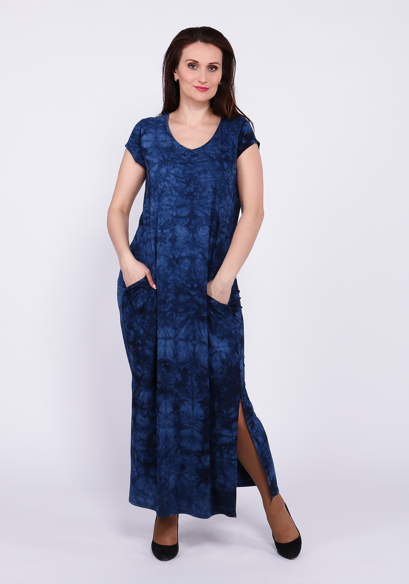 Платье-макси с боковыми карманами Vay Collection, размер 50, цвет синий - фото 1
