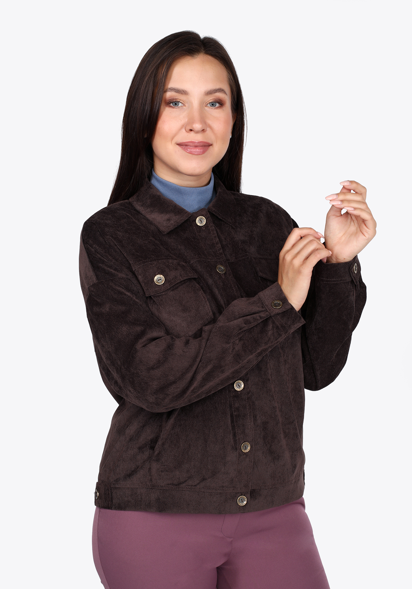 Жакет вельветовый на поясе по низу