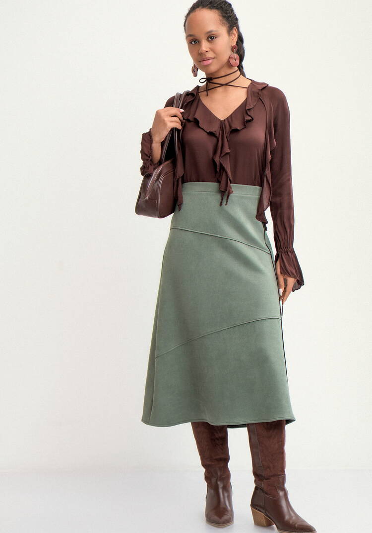 Юбка с конструктивными отстрочками шир.  750, рис. 1