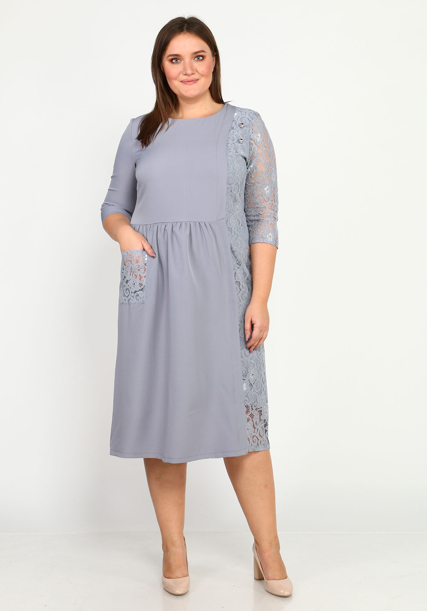 Платье "Кружевное счастье" Likes, размер 52, цвет темно-синий - фото 2