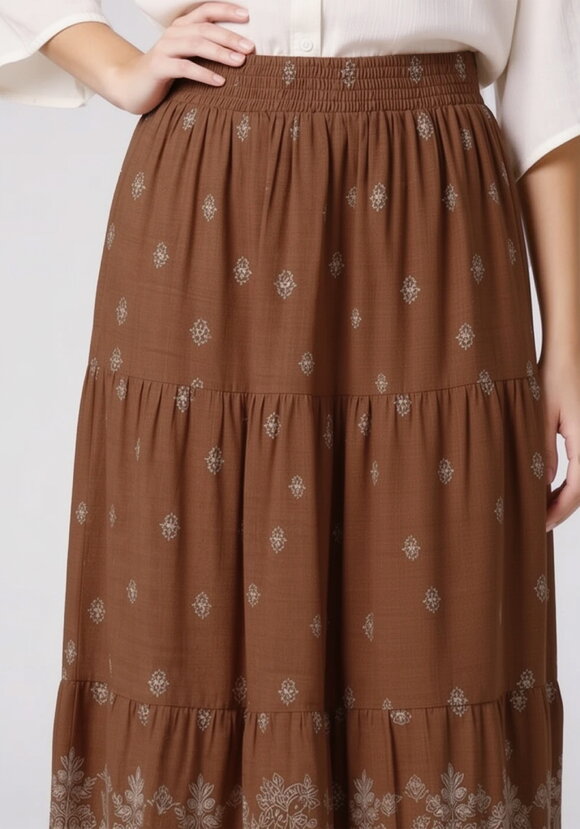 Юбка на резинке с купонным принтом шир.  580, рис. 11