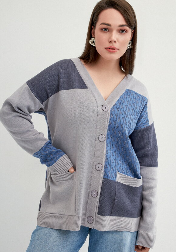 Кардиган с разноцветными вставками шир.  580, рис. 10