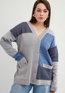 Кардиган с разноцветными вставками