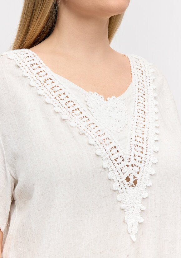 Блуза с кружевной отделкой свободного кроя шир.  580, рис. 5