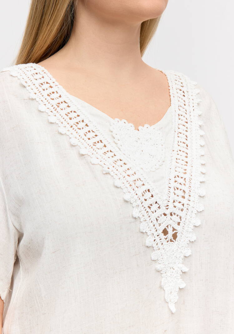 Блуза с кружевной отделкой свободного кроя шир.  750, рис. 5