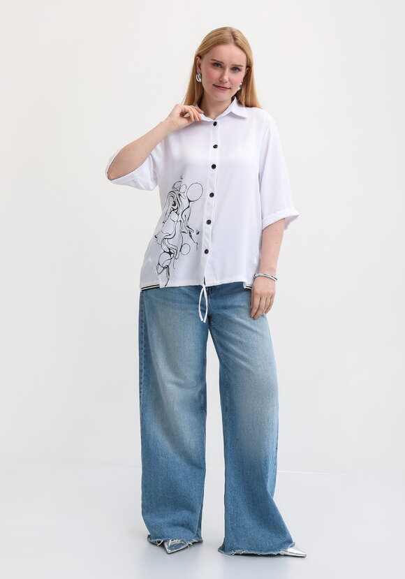 Рубашка с рукавом 3/4 и принтом шир.  580, рис. 2