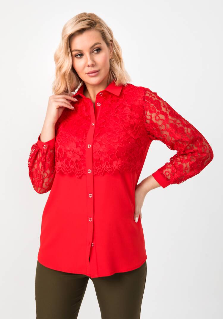 Блуза с ажурным кружевом на груди шир.  750, рис. 25