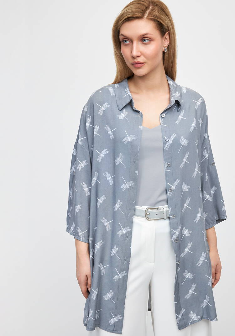 Рубашка удлиненная на пуговицах Лилия шир.  750, рис. 1