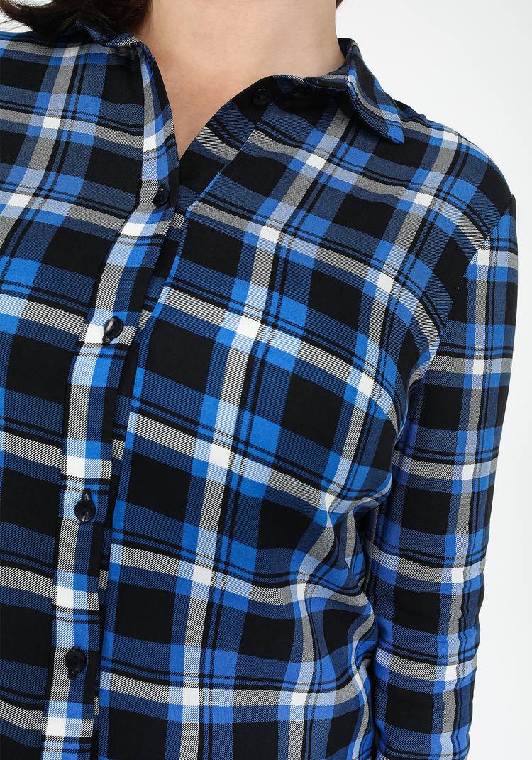 Блуза-рубашка прямого кроя в клетку шир.  750, рис. 4