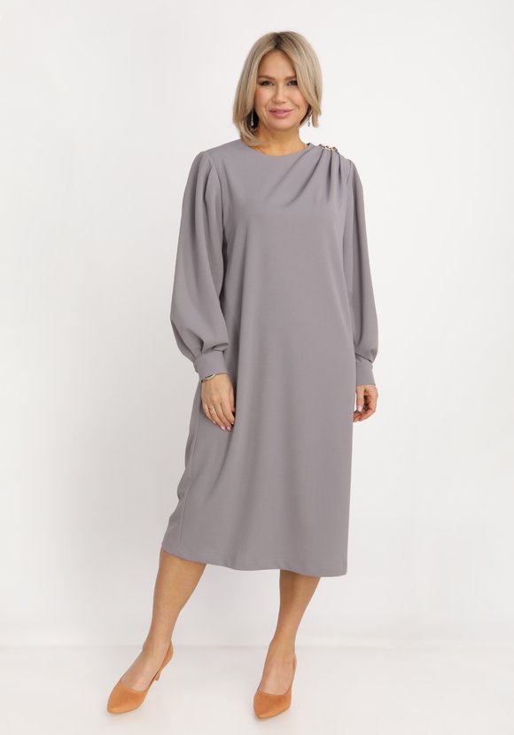 Платье с асимметричными мягкими складками шир.  580, рис. 1