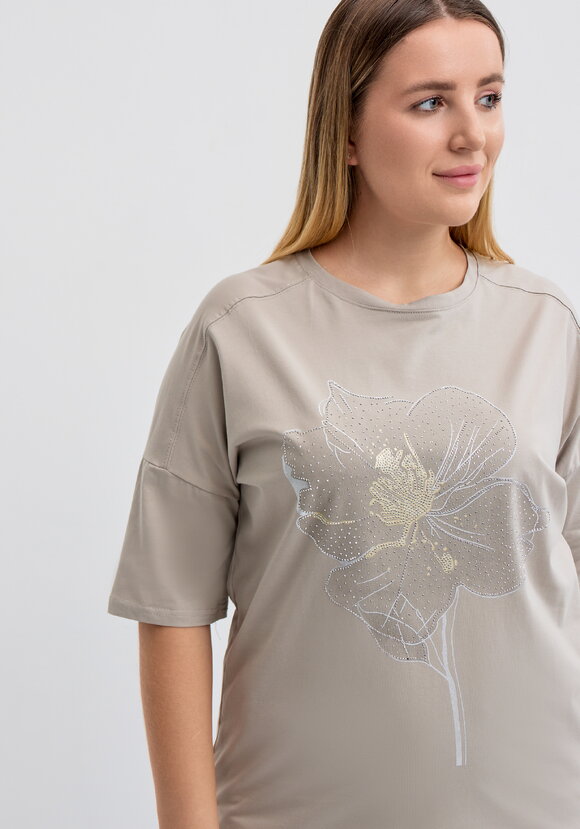 Футболка с цветочным принтом и стразами шир.  580, рис. 15