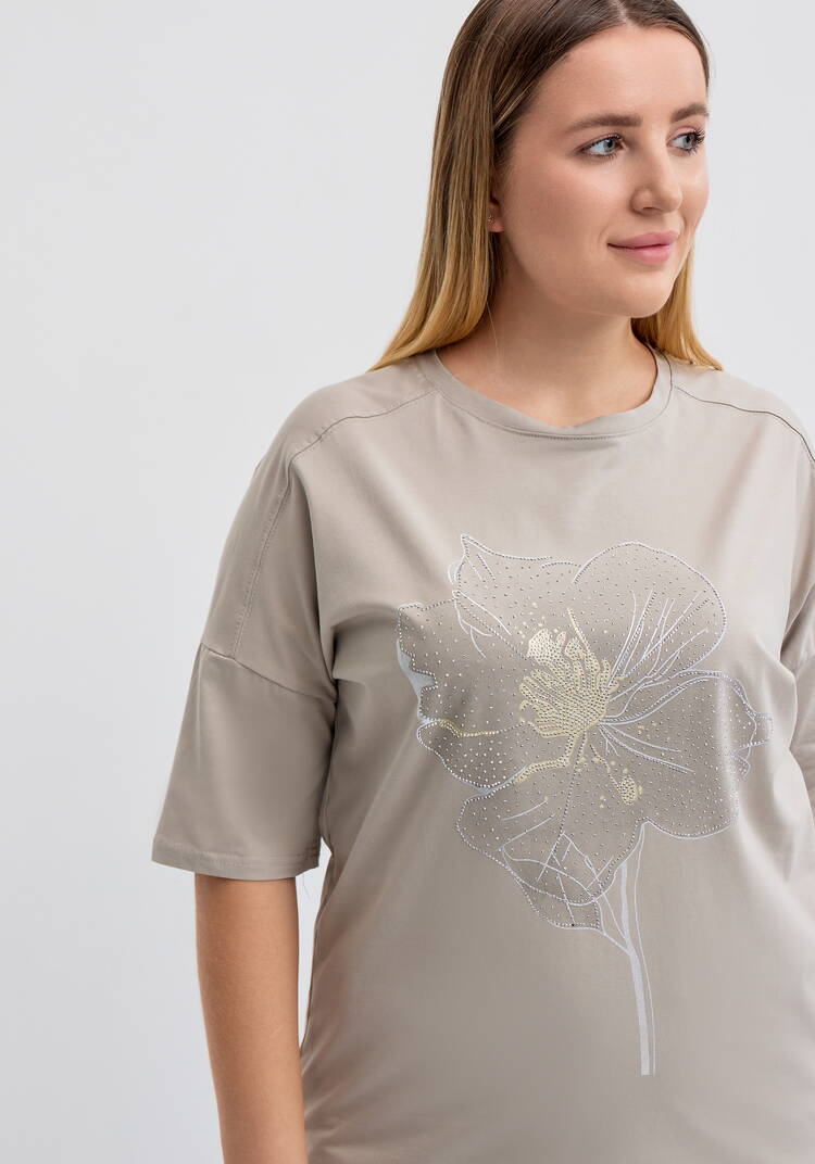 Футболка с цветочным принтом и стразами шир.  750, рис. 15