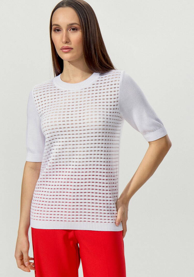 Джемпер с передней полочкой ажурной вязки шир.  750, рис. 4