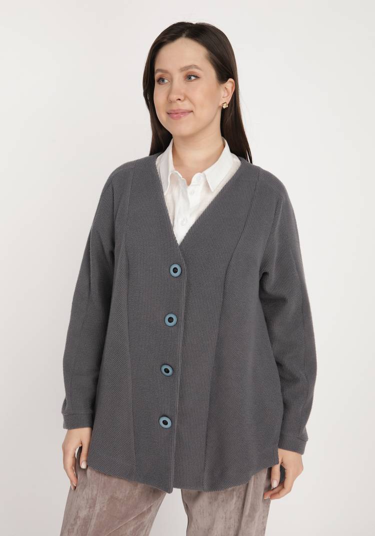 Кардиган на пуговицах с боковыми разрезами шир.  750, рис. 6