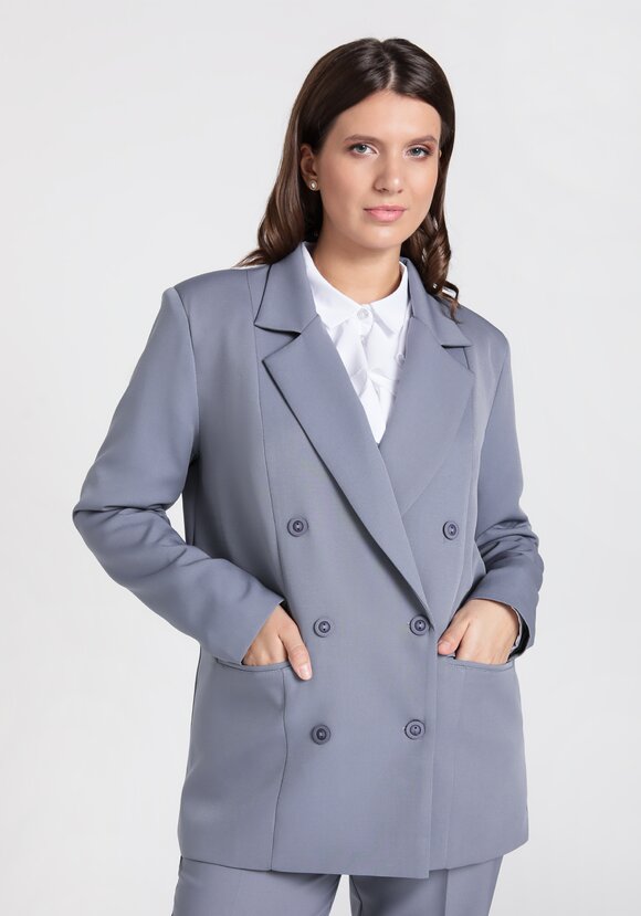 Жакет двубортный на подкладке шир.  580, рис. 7