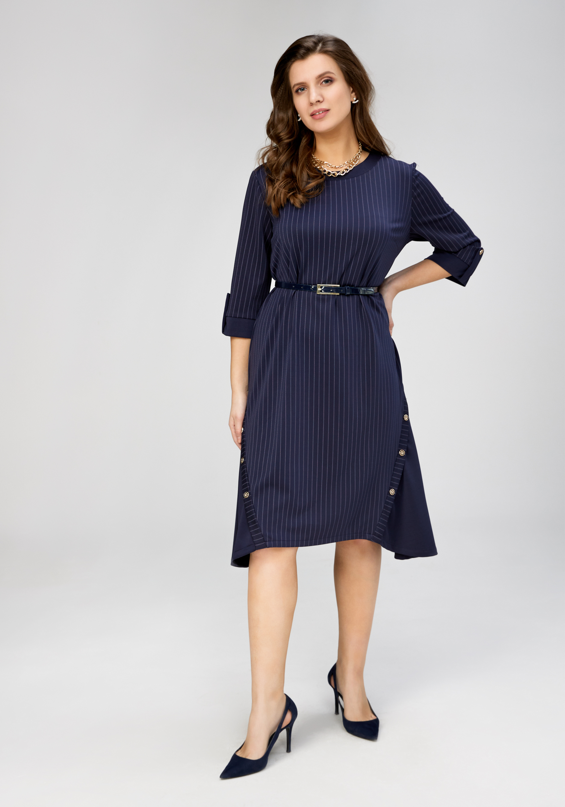 Платье в полоску "Классический стиль", размер 50, цвет синий - фото 6
