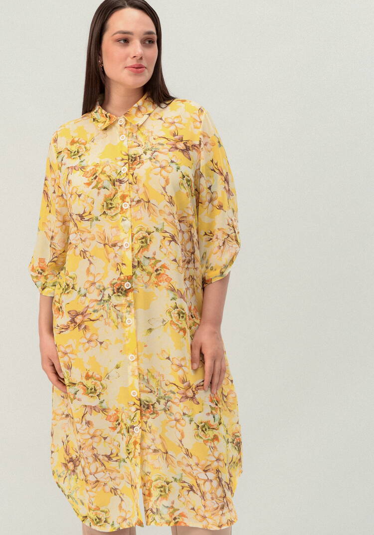 Рубашка удлинённая с цветочным принтом шир.  750, рис. 19