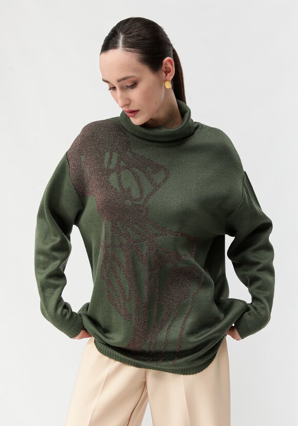 Туника женская с абстракцией и высоким горлом шир.  580, рис. 39