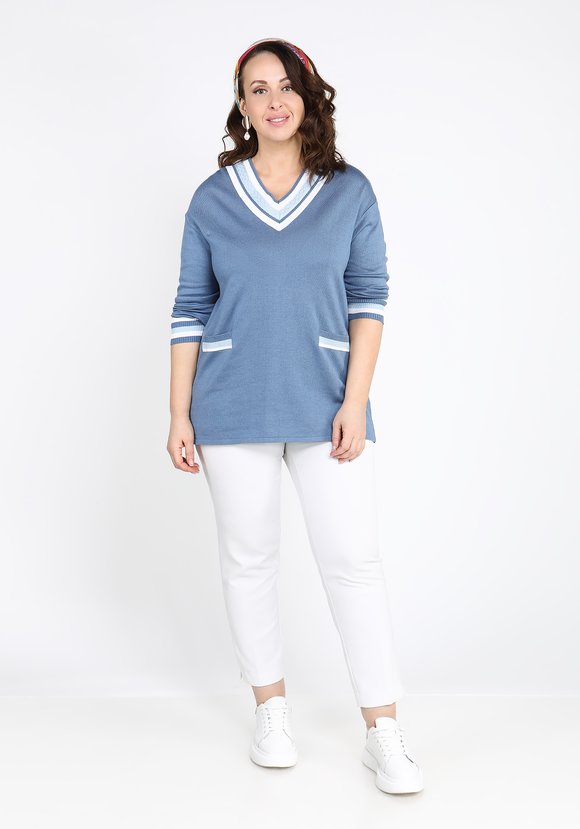 Туника с контрастным V-образным вырезом шир.  580, рис. 1