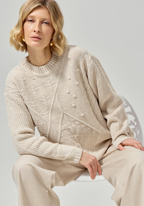 Джемпер с комбинированным фактурным рисунком шир.  580, рис. 1