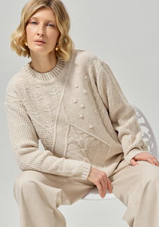 Джемпер с комбинированным фактурным рисунком