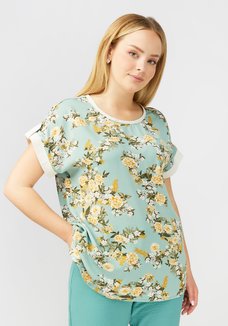 Блуза прямого силуэта с цветочным принтом