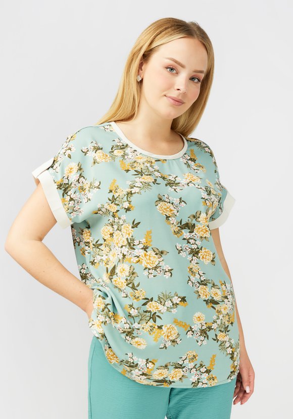 Блуза прямого силуэта с цветочным принтом шир.  580, рис. 6