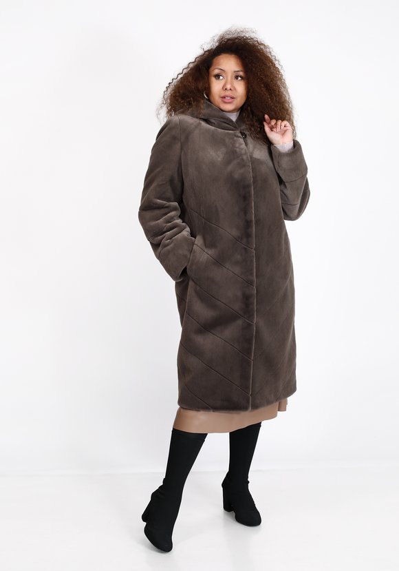 Шуба из эко норки длины миди шир.  580, рис. 1