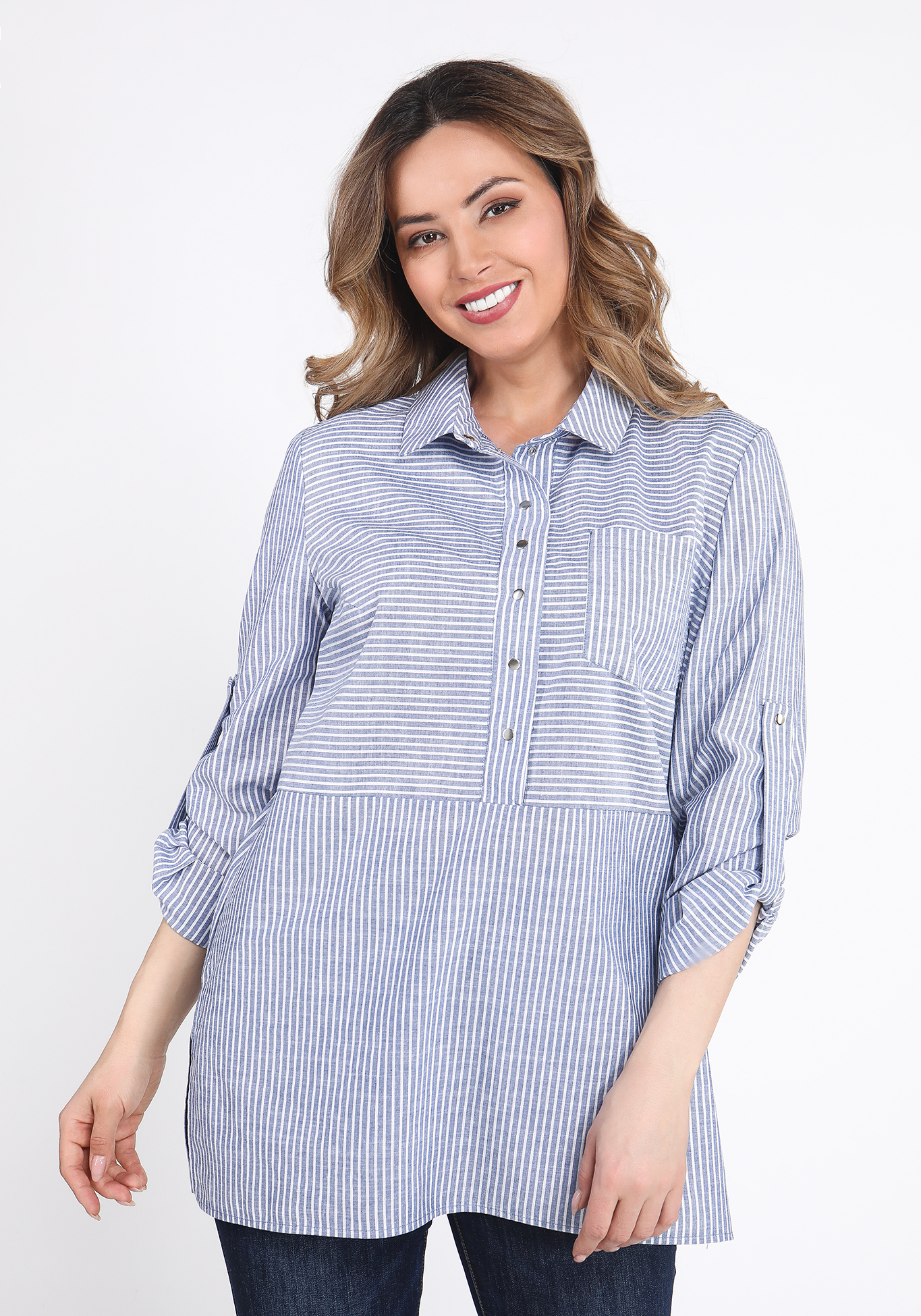 Блуза льняная "Грета" Julia Weber, размер 50, цвет синий - фото 3