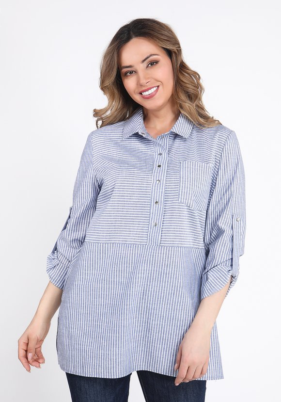 Блуза льняная Грета шир.  580, рис. 2