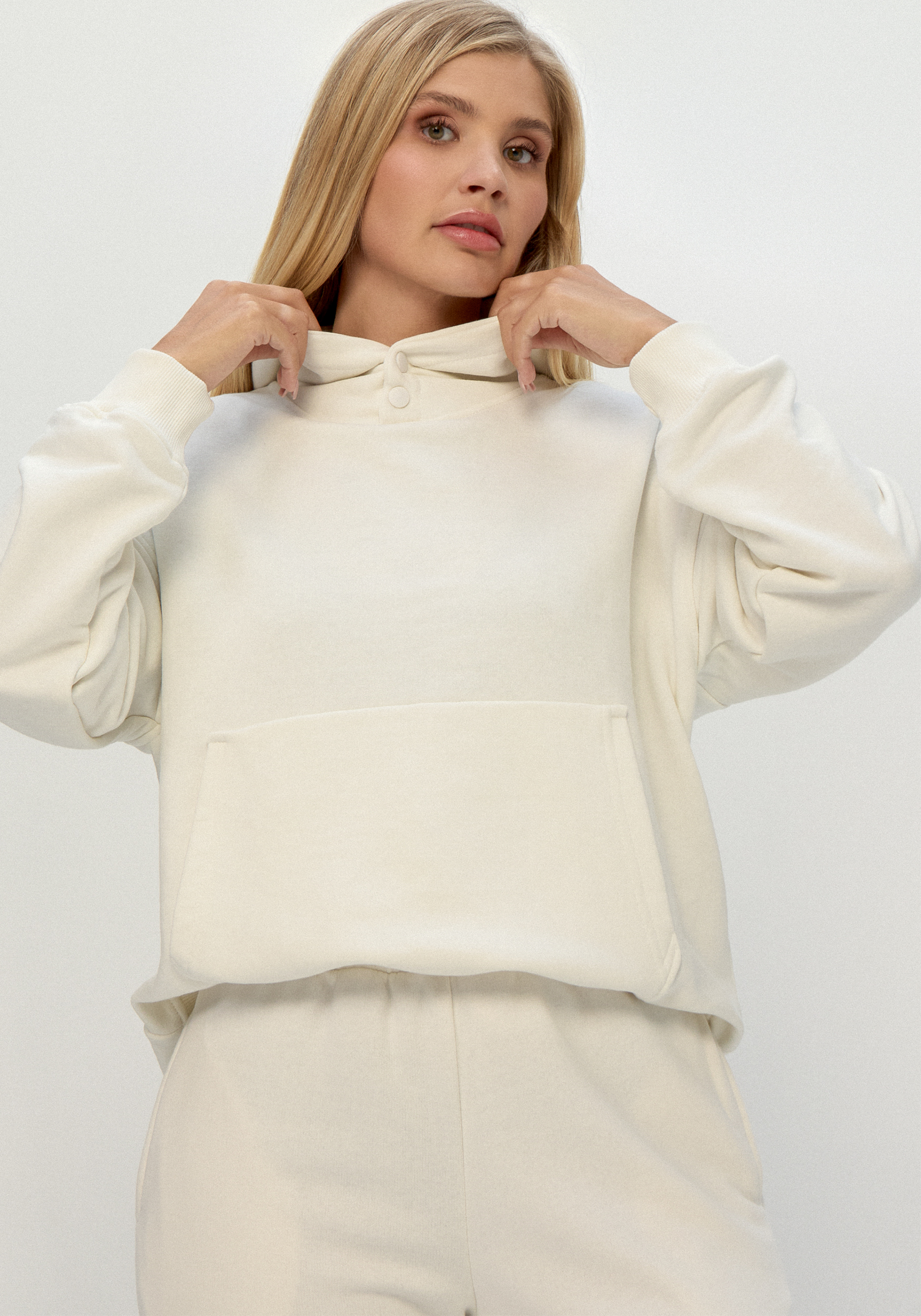 

Худи свободного кроя с принтом на спине, Черный