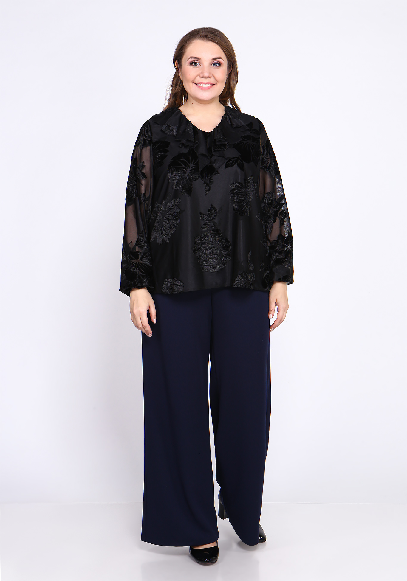 Блуза с воланом "Патриция" Victoria, размер 48, цвет баклажановый - фото 2