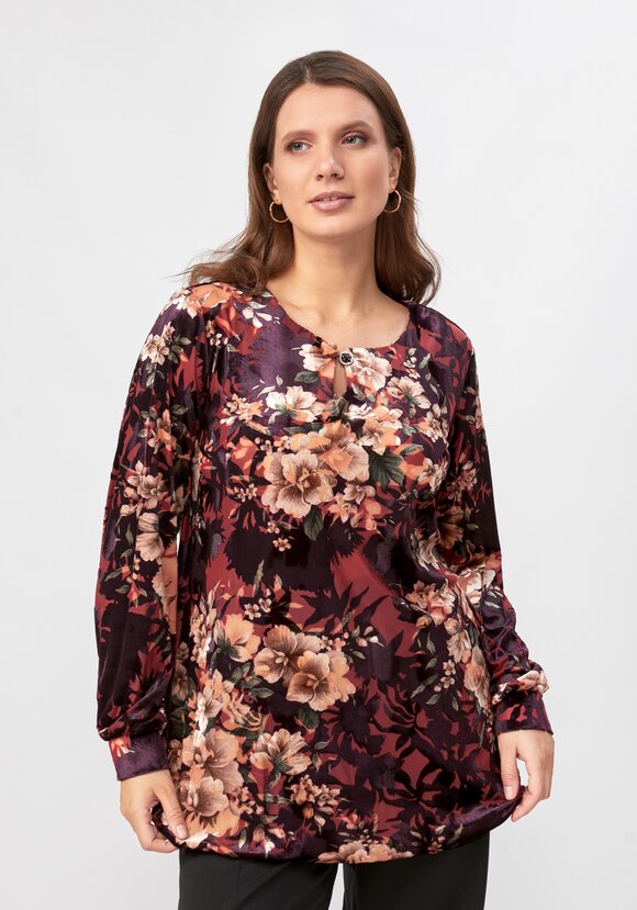 Блуза с бархатным принтом шир.  580, рис. 8