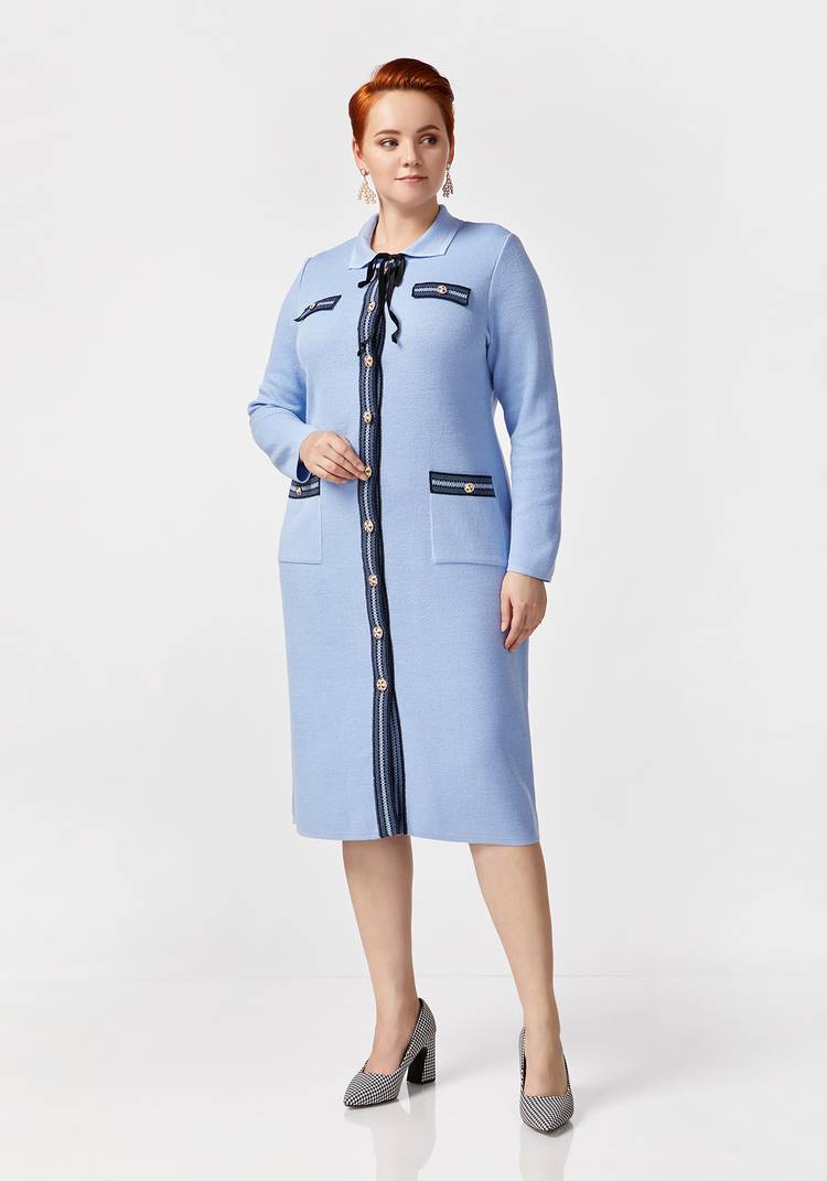 Платье миди с бархатной завязкой на горловине шир.  750, рис. 6